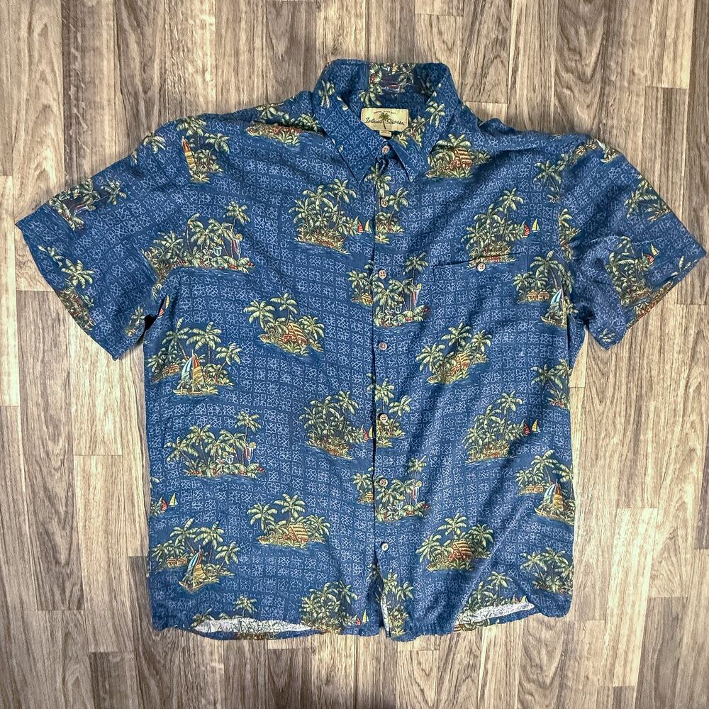Original Island Wear Island Shores Mens Hawaiian Casual Button Up Shirt XL